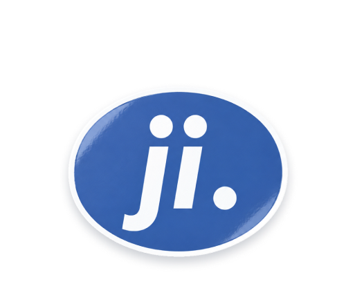 Oval sticker: an oval cut line around the design